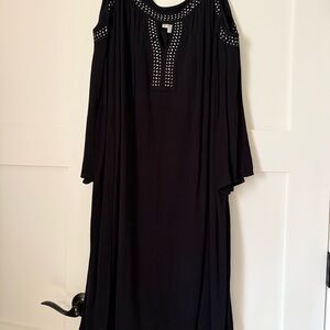 Chic Black Studded Long Sleeve Dress